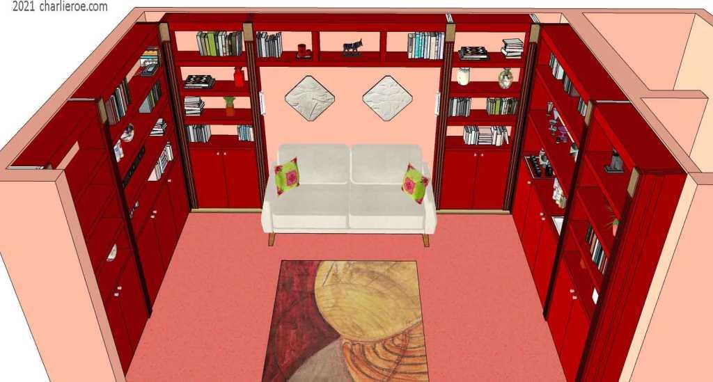 new Art Deco stepped Skyscraper style library bookcases display storage units with wet bar serving area