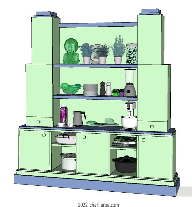 New Art Deco Skyscraper style large bookcase or display shelf unit in painted/lacquered or wood finishes
