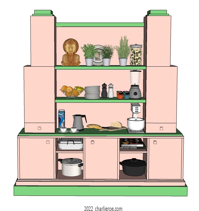 New Art Deco Skyscraper style large bookcase or display shelf unit in painted/lacquered or wood finishes