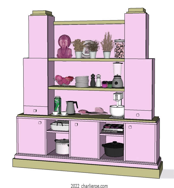 New Art Deco Skyscraper style large bookcase or display shelf unit in painted/lacquered or wood finishes