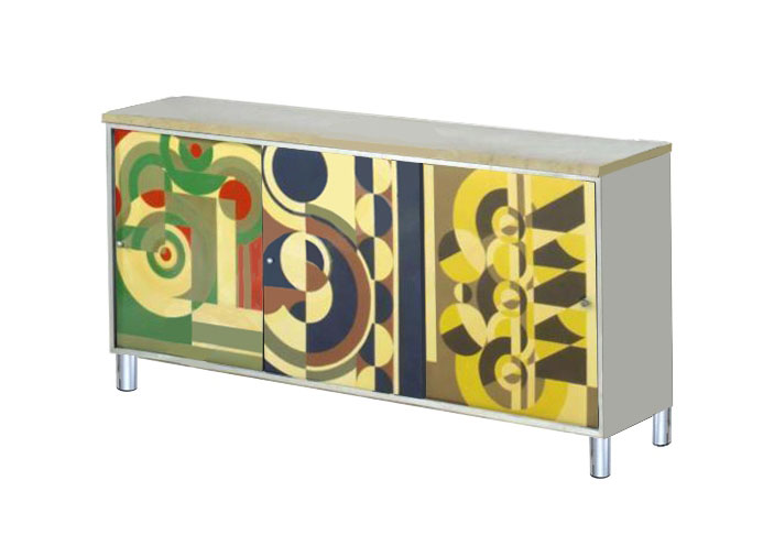 New Art Deco Cubist Abstract cabinets cupboards & 3 door sideboards in the style of Rene Herbst