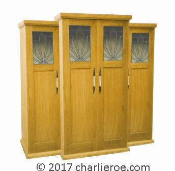 New Art Deco 4 door stepped breakfront wardrobe with stained glass panels