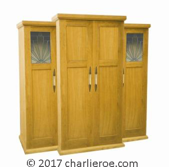 New Art Deco 4 door stepped breakfront wardrobe with stained glass panels