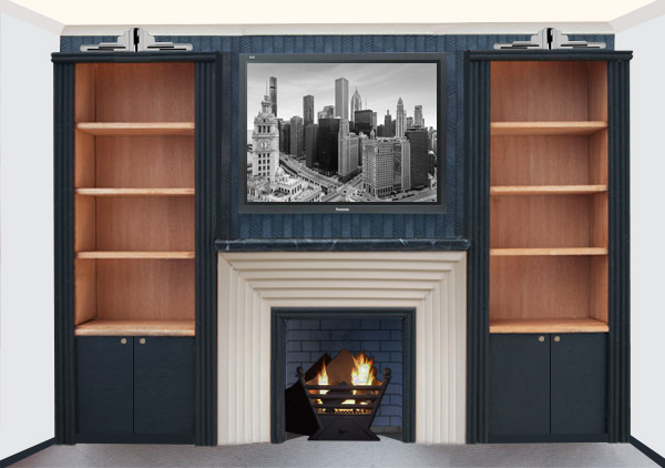 new Art Deco built-in bookcases & fireplace furniture