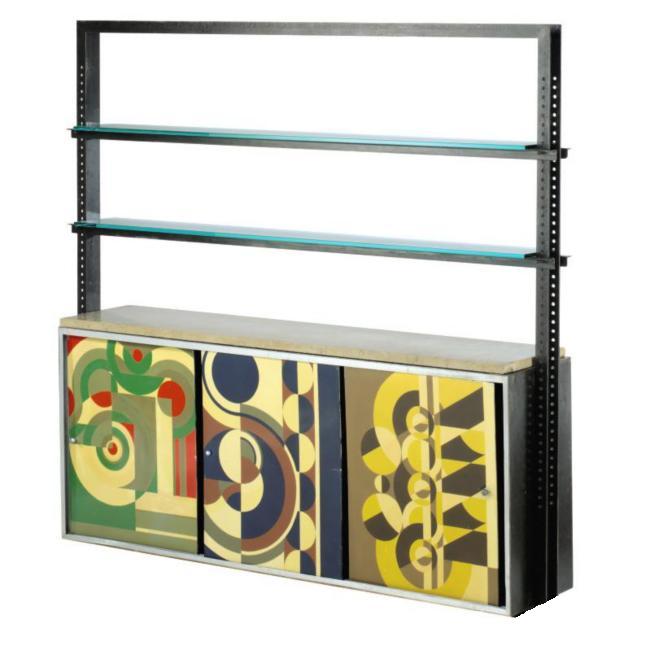 Art Deco Cubist painted bookcase dresser furniture