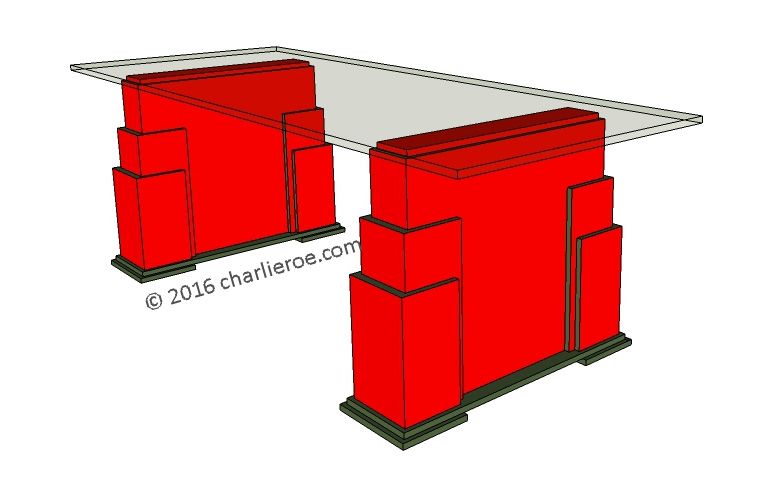 New Art Deco Skyscraper style stepped cabinet cupboard or sideboard, lacquered painted in Miami style pastel colours