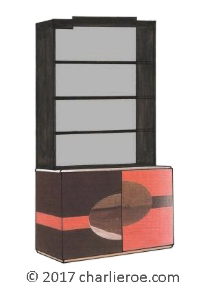 Paul Frankl Skyscraper Art Deco bookcase in red & black finish