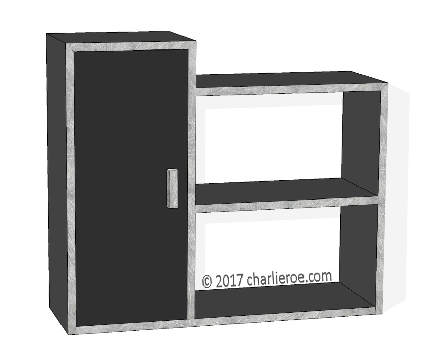 New Paul Frankl 'Skyscraper' style Art Deco bookcase painted black with silver edges
