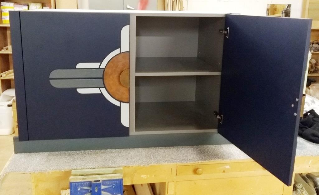 New Art Deco 2 door sideboard bar cabinet cupboard with Art Deco Abstract doors design