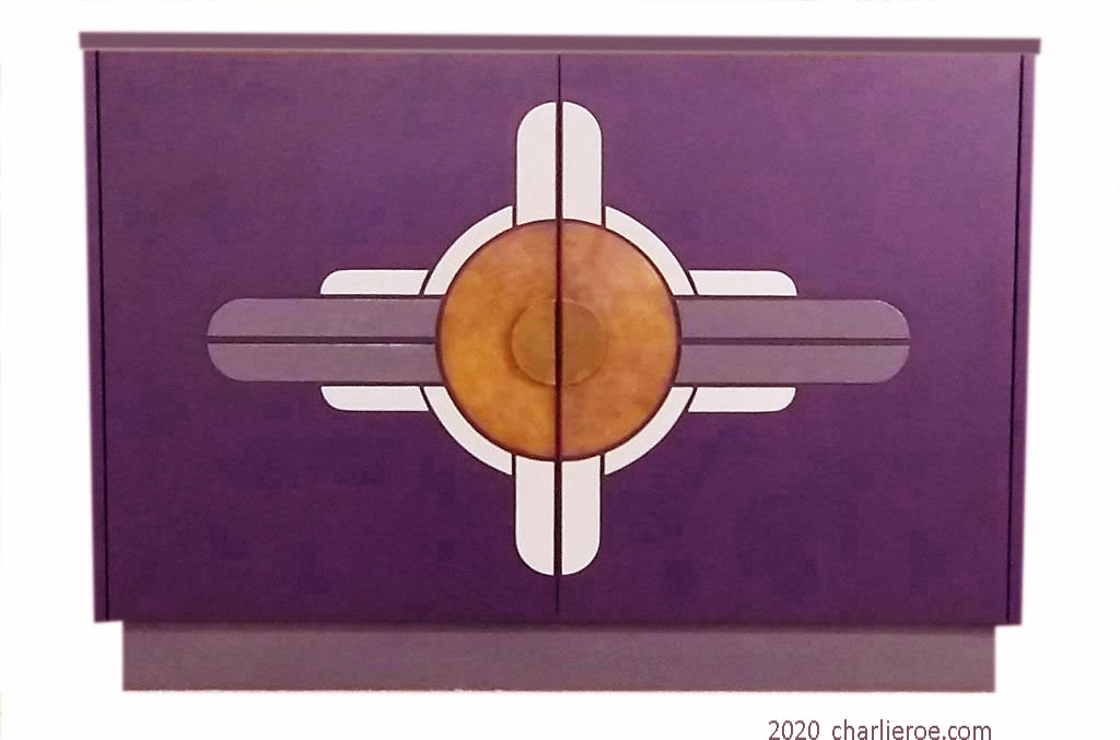 New Art Deco 2 door sideboard bar cabinet cupboard with Art Deco Abstract doors design