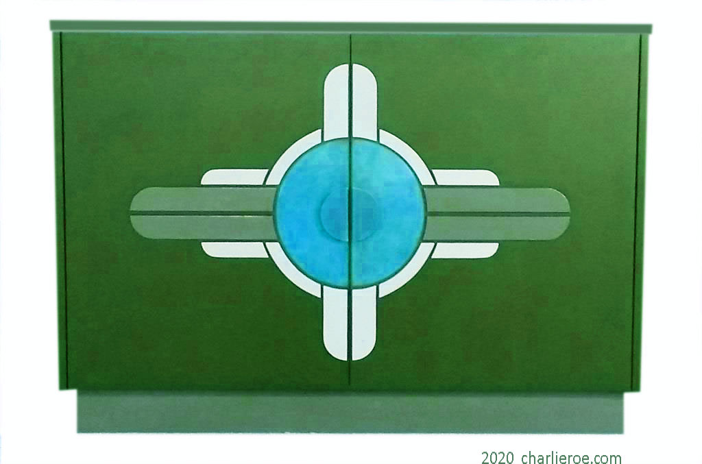 New Art Deco 2 door sideboard bar cabinet cupboard with Art Deco Abstract doors design