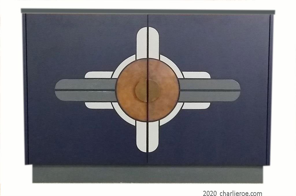 New Art Deco 2 door sideboard bar cabinet cupboard with Art Deco Abstract doors design
