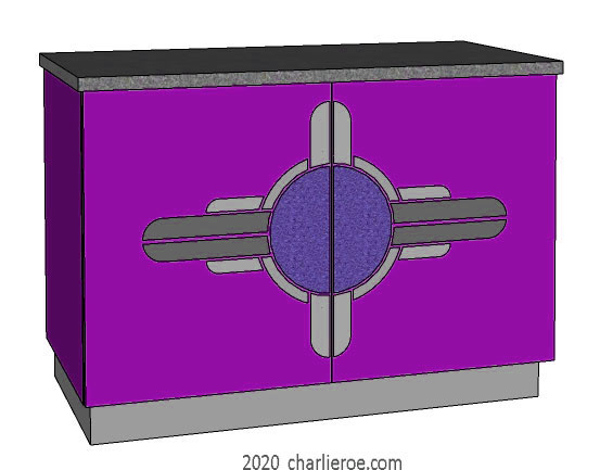 New Art Deco 2 door sideboard bar cabinet cupboard with Art Deco Abstract doors design