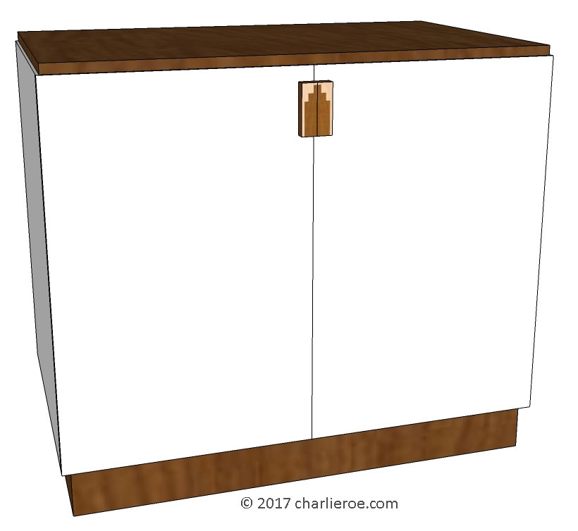 New Art Deco 2 door cabinet, cupboard, bar or sideboard & wardrobe lacquered painted with veneered marquetry panels & handles