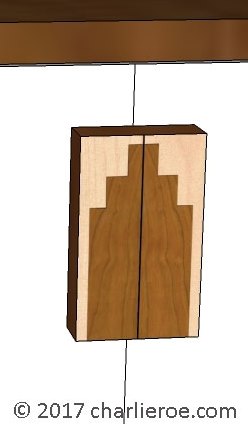 New Art Deco cupboard furniture stepped skyscraper style door handles with veneered marquetry