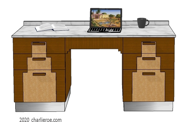 New Art Deco Skyscraper style wood & lacquered painted single home office desk