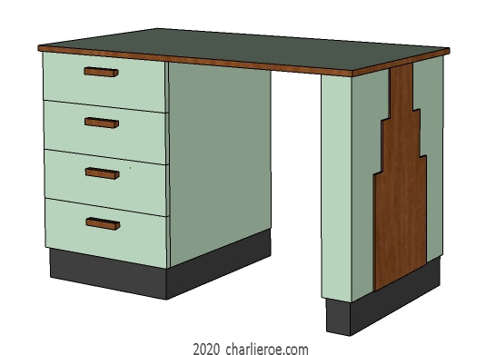 New Art Deco Skyscraper style wood & lacquered painted home office desk