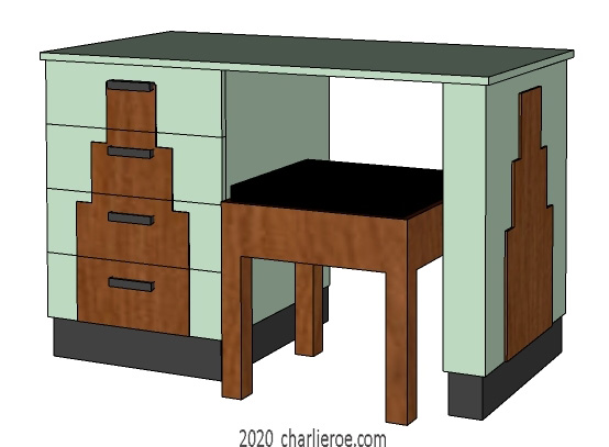 New Art Deco Skyscraper style wood & lacquered painted home office desk