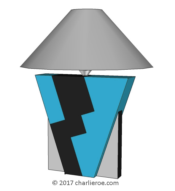 New Donald Deskey painted Art Deco Cubist Geometric painted and silver leafed table lamp