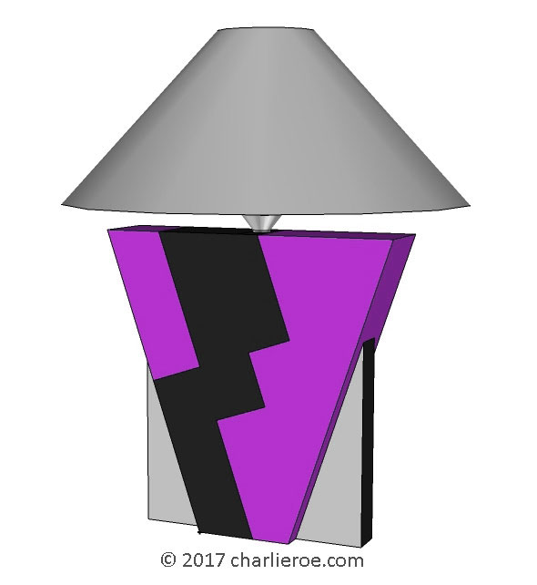 New Donald Deskey painted Art Deco Cubist Geometric painted and silver leafed table lamp