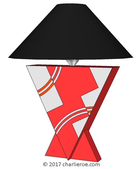 New Donald Deskey painted Art Deco Cubist Geometric painted and silver leafed table lamp