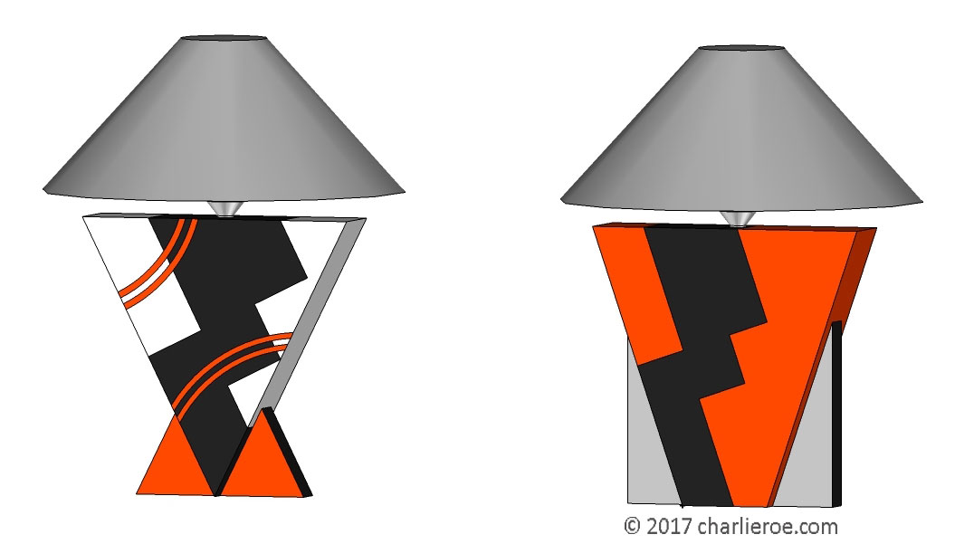 New Donald Deskey painted Art Deco Cubist Geometric painted and silver leafed table lamp