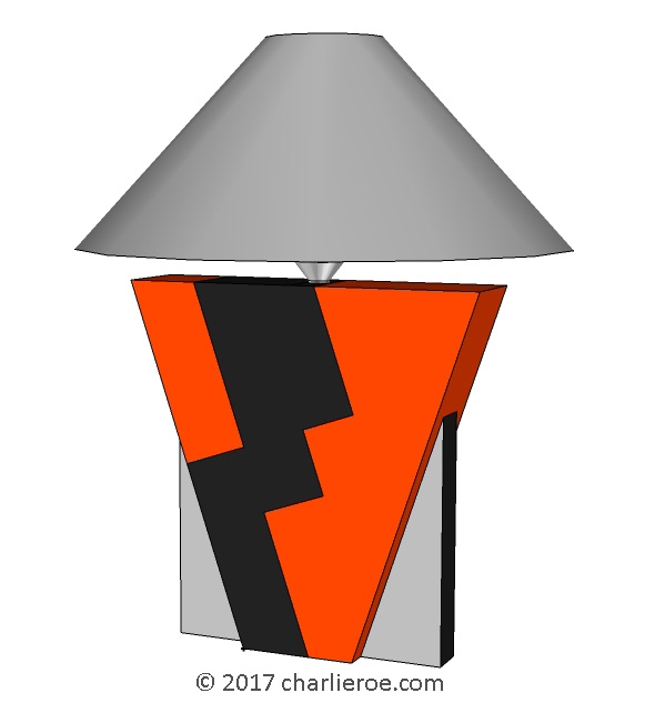 New Donald Deskey Art Deco Cubist Geometric painted and silver leafed table lamp