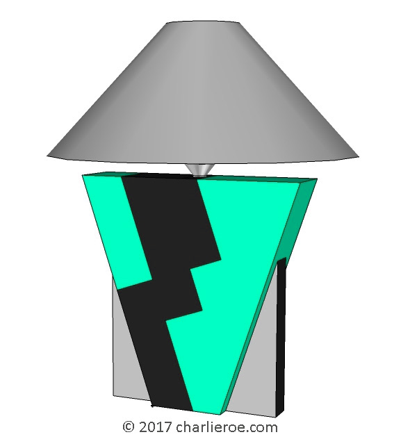 New Donald Deskey painted Art Deco Cubist Geometric painted and silver leafed table lamp