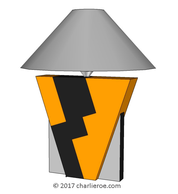 New Donald Deskey painted Art Deco Cubist Geometric painted and silver leafed table lamp