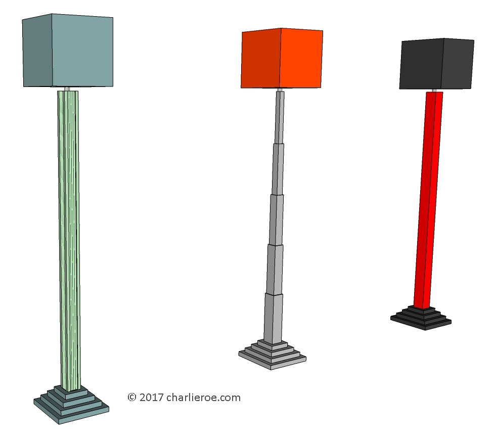 New Art Deco Skyscraper style stepped painted floor lamps & lamp bases stands