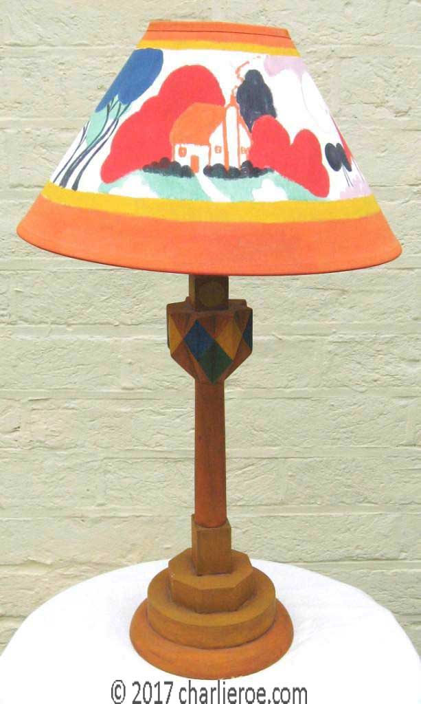 New Clarice Cliff painted lamp shade & Omega Workshops painted lamps / lamp bases / lamp stands