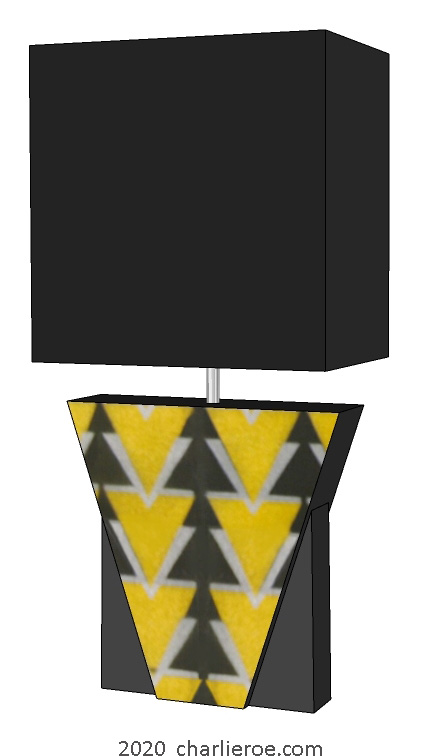 New Charles Rennie CR Mackintosh Derngate style painted table lamp