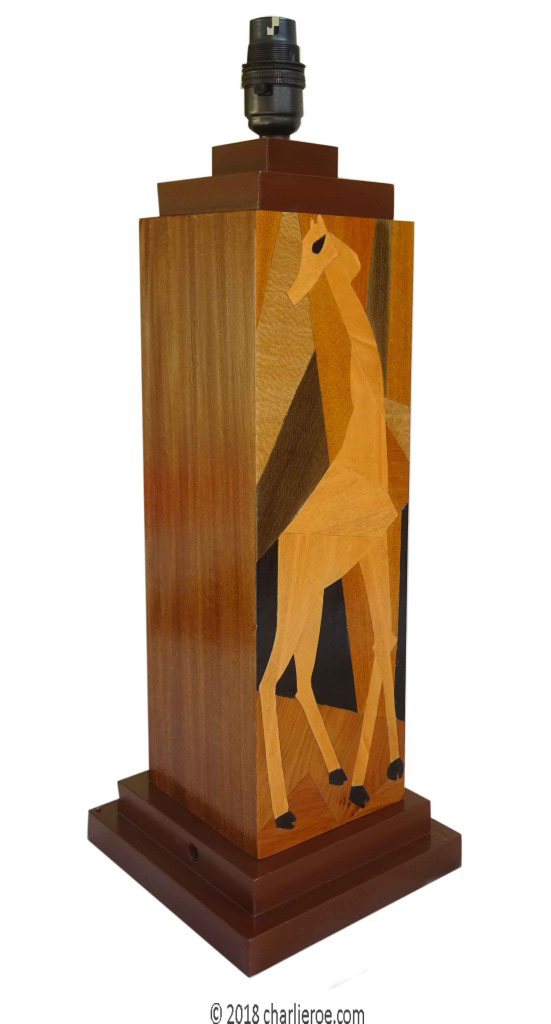 New Omega Workshops style Painted & marquetry 'Giraffe' table Lamp