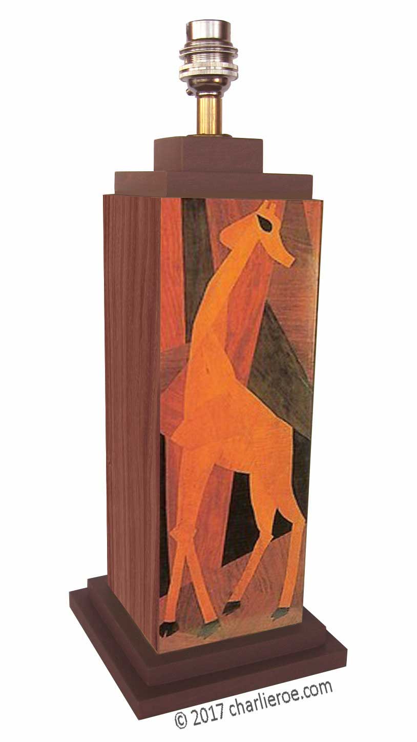 New Omega Workshops style Painted & marquetry 'Giraffe' table Lamp