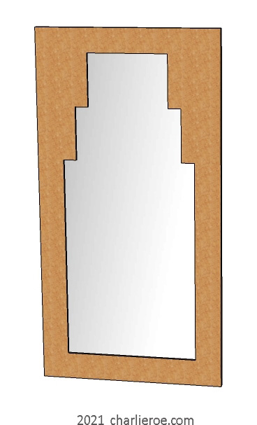 New Art Deco stepped Skyscraper style Birds Eye Maple veneer wooden wall mirror