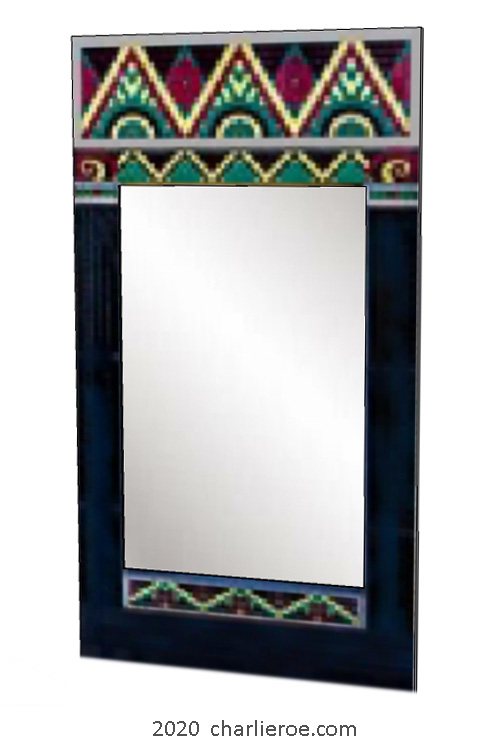 New Art Deco style wall mirror with painted Cubist patterns