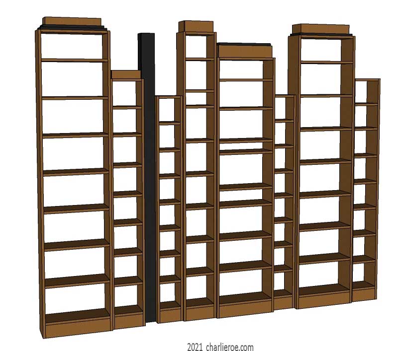 New Paul Frankl Art Deco Skyscraper skyline wood bookcase bookshelves