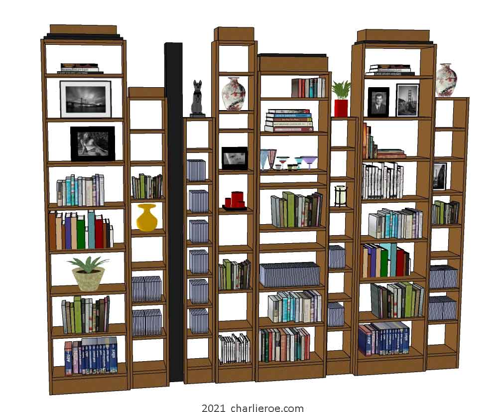 New Paul Frankl Art Deco Skyscraper skyline wood bookcase bookshelves