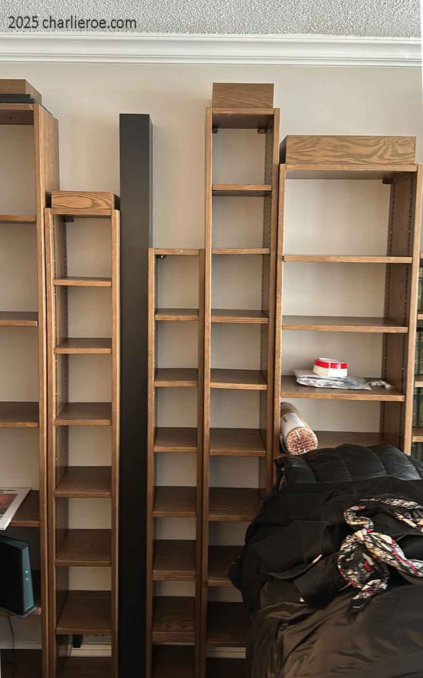 New Paul Frankl Art Deco Skyscraper 'skyline' bookshelves boards being installed in the appartment