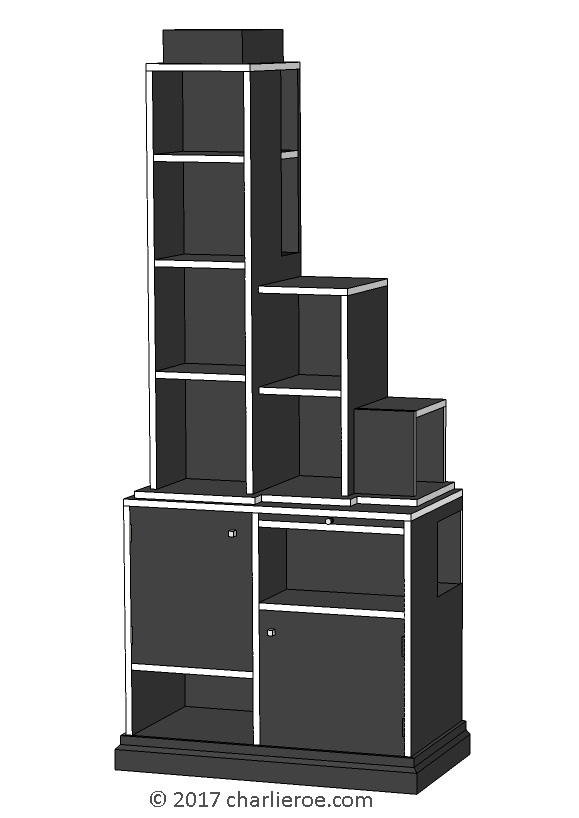 New Paul Frankl Art Deco Skyscraper style painted & wood bookcase