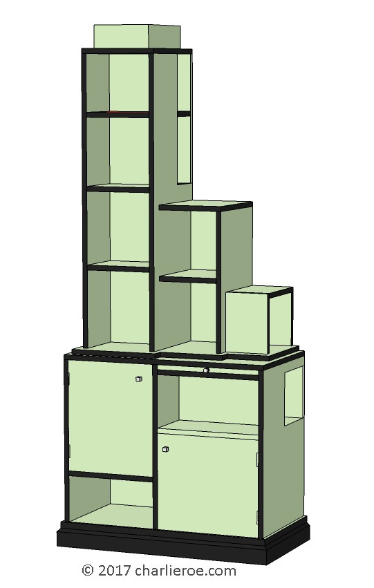 New Paul Frankl Art Deco Skyscraper style painted & wood bookcase