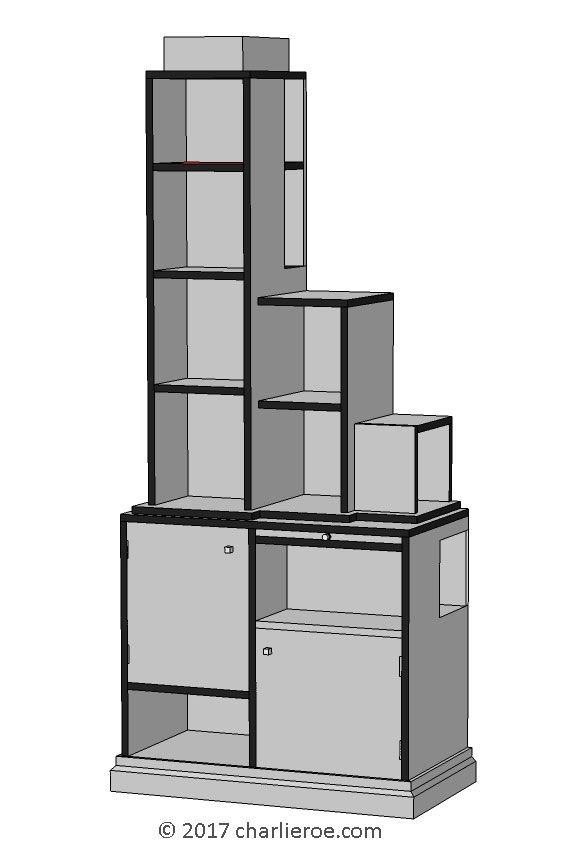 New Paul Frankl Art Deco Skyscraper style painted & wood bookcase