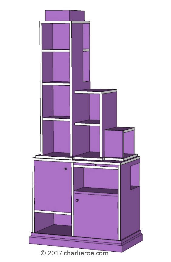 New Paul Frankl Art Deco Skyscraper style painted & wood bookcase