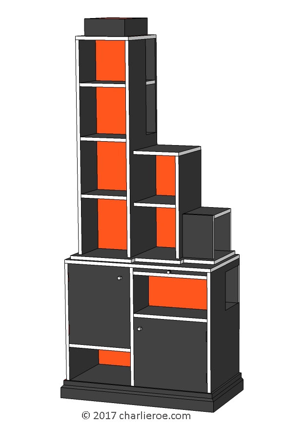 New Paul Frankl Art Deco Skyscraper style painted & wood bookcase