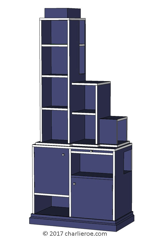 New Paul Frankl Art Deco Skyscraper style painted & wood bookcase