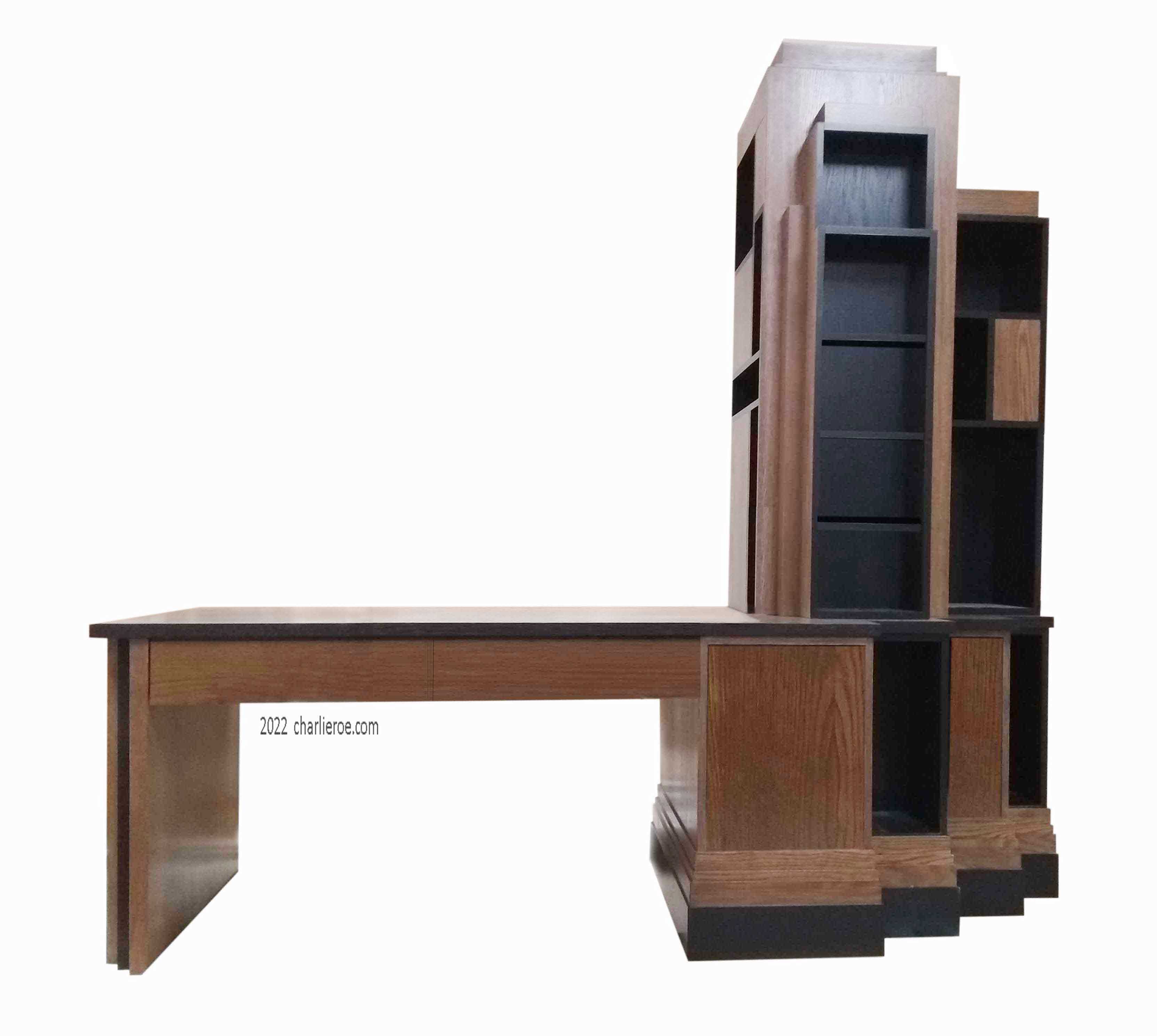 New Paul Frankl Art Deco Skyscraper style wooden & painted lacquered bookcase desk/table