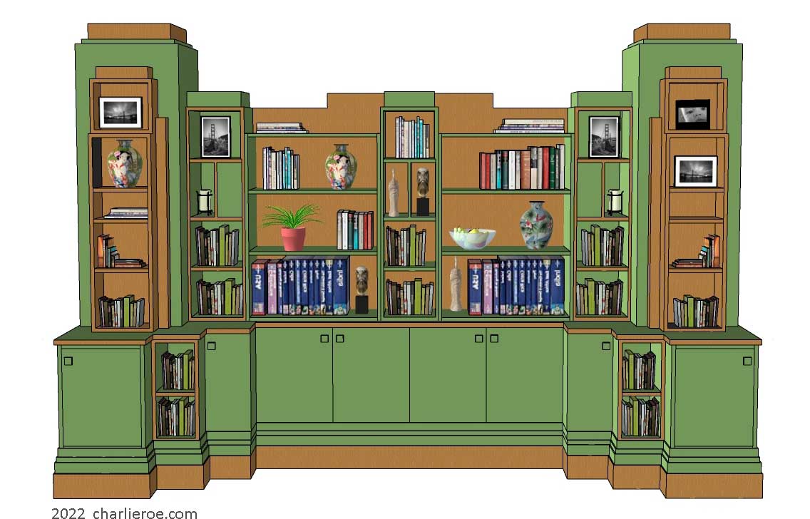 New Paul Frankl Art Deco Skyscraper style wooden & painted lacquered large bookcase display unit
