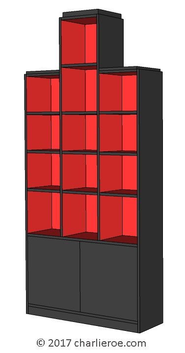 New Paul Frankl Art Deco 'Skyscraper' style painted lacquered bookcase display unit