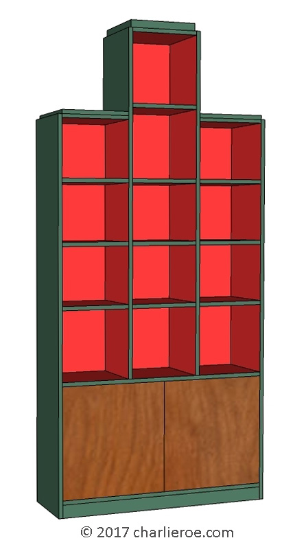 New Paul Frankl Art Deco 'Skyscraper' style painted lacquered bookcase display unit