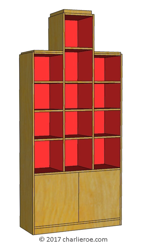 New Paul Frankl Art Deco 'Skyscraper' style painted lacquered bookcase display unit
